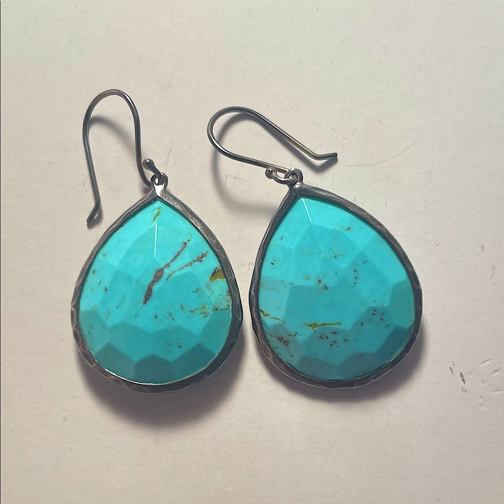 RARE Ippolita 925 Sterling Silver Turquoise Rock Candy Drop Earrings